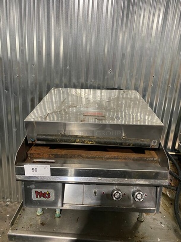 Lang Commercial Electric Powered Clamshell Hood Infrared Flat Griddle! All Stainless Steel! On Small Legs! WORKING WHEN REMOVED! Model: 124TH208MGT SN: GT1241210A0001 208V 60HZ 1/3 Phase