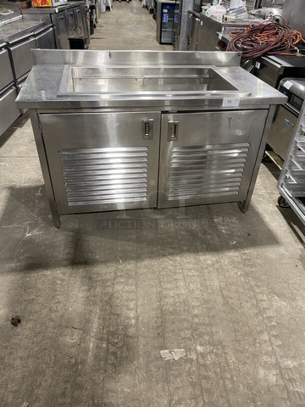 Randell All Stainless Steel Wrapped Refrigerated Cold Pan Unit! With Raised Backsplash!  Model 9943SCA Serial 16692811! 115V 1 Phase! On Legs! 