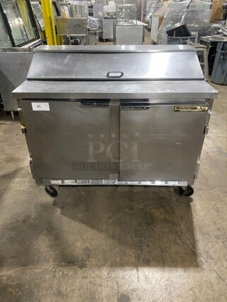 Beverage-Air Refrigerated Commercial Mega Top Salad/Sandwich Prep Table! With 2 Door Refrigerated Storage Underneath! All Stainless Steel! With Metal Racks! On Casters! 115V 1 Phase! Model: SP48-12!