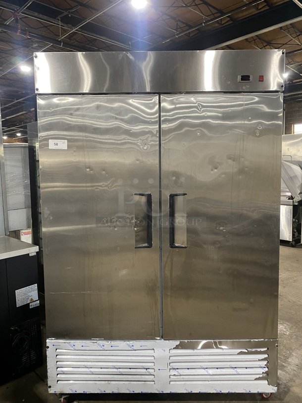  All Stainless Steel Commercial 2 Door Reach In Freezer! On Casters! Eletric Powered! MODEL:1220FD 220V 1 Phase!