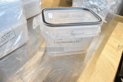 4 BRAND NEW SCRATCH AND DENT! Bundles of Clear Poly Containers. 4 Times Your Bid! 