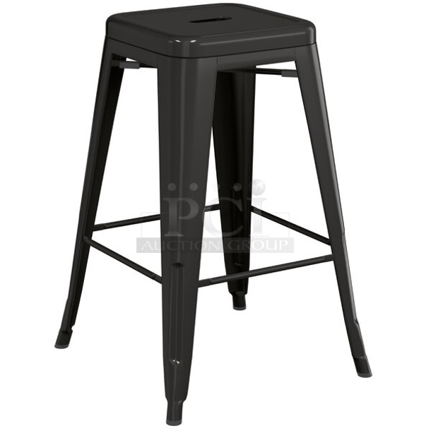 12 BRAND NEW SCRATCH AND DENT! Lancaster Table & Seating 164CMBKLSBLK Alloy Series Black Outdoor Backless Counter Height Stool. 12 Times Your Bid!