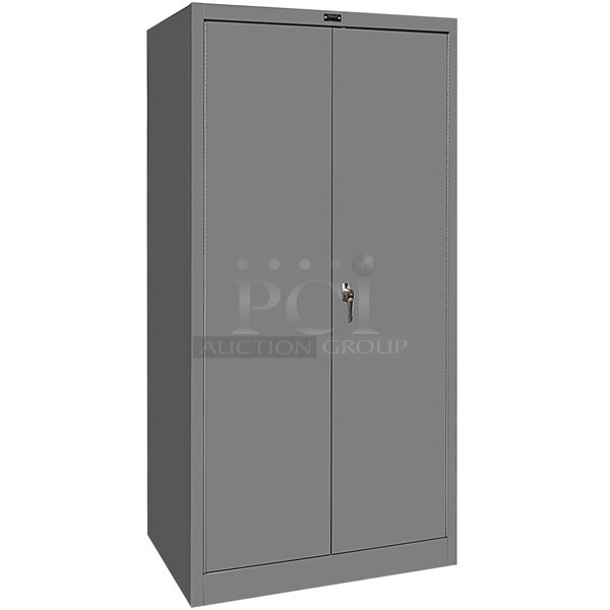BRAND NEW SCRATCH AND DENT! Hallowell 48" x 24" x 72" Gray Storage Cabinet with Solid Doors - Assembled 425S24A-HG