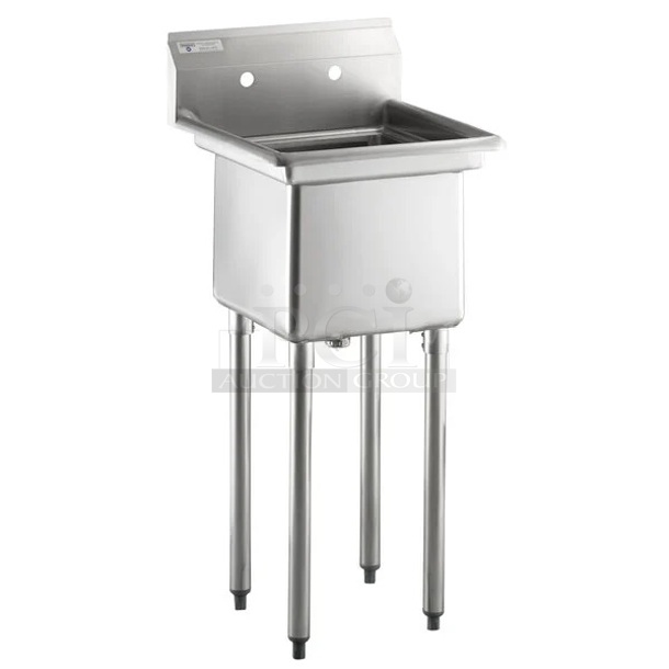 BRAND NEW SCRATCH AND DENT! Steelton 522CS11515 20 1/2" 18-Gauge Stainless Steel One Compartment Commercial Sink without Drainboard - 15" x 15" x 12" Bowl. No Legs.