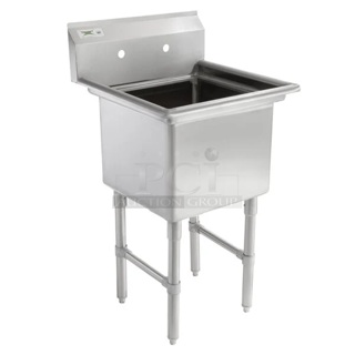 BRAND NEW SCRATCH AND DENT! Regency 600S11818  23" 16-Gauge Stainless Steel One Compartment Commercial Sink with Stainless Steel Legs, without Drainboard - 18" x 18" x 14" Bowl