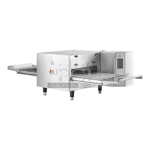 BRAND NEW SCRATCH AND DENT! Cooking Performance Group CPG 351ICOED Stainless Steel Commercial Countertop Electric Powered Impinger Conveyor Pizza Oven with 32" Belt. 240 Volts, 1/3 Phase. Tested and Working!