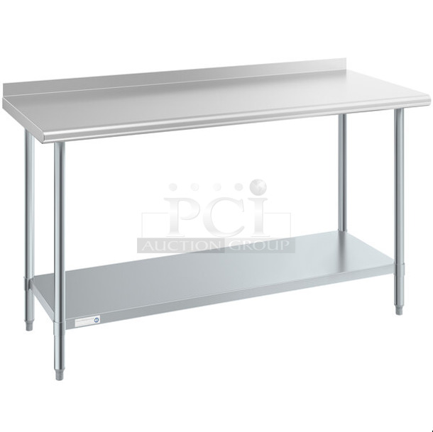 5 BRAND NEW IN BOX! Steelton 522ETSG24602 Stainless Steel 24" x 60" 18 Gauge 430 Stainless Steel Work Table with Undershelf and 2" Rear Upturn. 5 Times Your Bid!