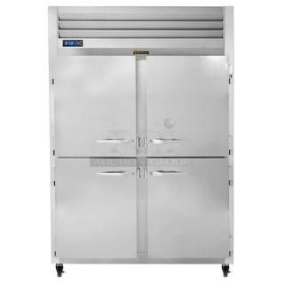 BRAND NEW! 2024 Traulsen G20000 Stainless Steel Commercial 4 Half Size Reach In Cooler w/ Poly Coated Racks and Commercial Casters. 115 Volts, 1 Phase. See Pictures for Top Damage. 