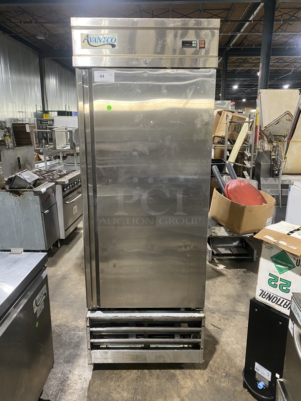 Avantco Stainless Steel Commercial Single Door Reach In Cooler! on Commercial Casters! MODEL:178CFD1FF 115 Volts, 1 Phase! - Item #1127991