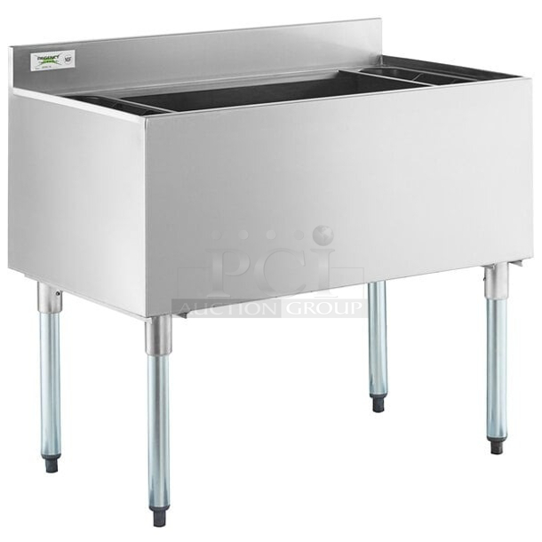 BRAND NEW SCRATCH & DENT! Regency 600IB2136 21" x 36" Stainless Steel Underbar Ice Bin with Bottle Holders 21-1/8x36x33