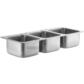 BRAND NEW SCRATCH & DENT! Regency 600DI3141620 14" x 16" x 10" 20 Gauge Stainless Steel Three Compartment Drop-In Sink + 3 Drains!! 