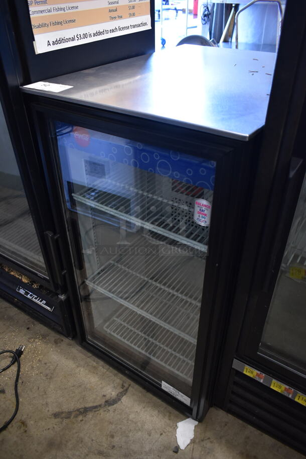 2013 True GDM-12 Metal Commercial Single Door Mini Reach In Cooler Merchandiser w/ Poly Coated Racks. 115 Volts, 1 Phase. Tested and Working!