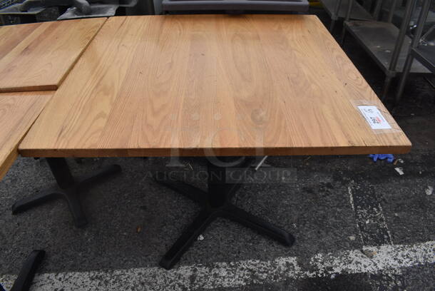 Wooden Dining Height Table on Black Metal Table Base. 36x36x30