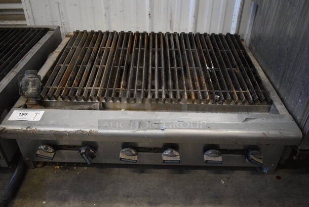 Radiance Stainless Steel Commercial Countertop Natural Gas Powered Charbroiler Grill. 36x30x10