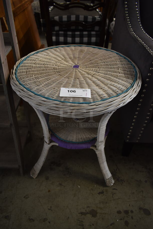 Wicker Style Round End Table / Coffee Table.
