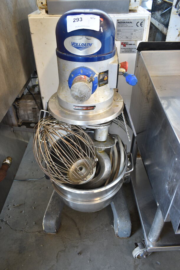 Vollrath MIX1030 Metal Commercial 30 Quart Planetary Dough Mixer w/ Stainless Steel Mixing Bowl, Bowl Guard, Dough Hook, Paddle and Whisk Attachments. 110-120 Volts, 1 Phase. Tested and Does Not Power On - Item #1117934