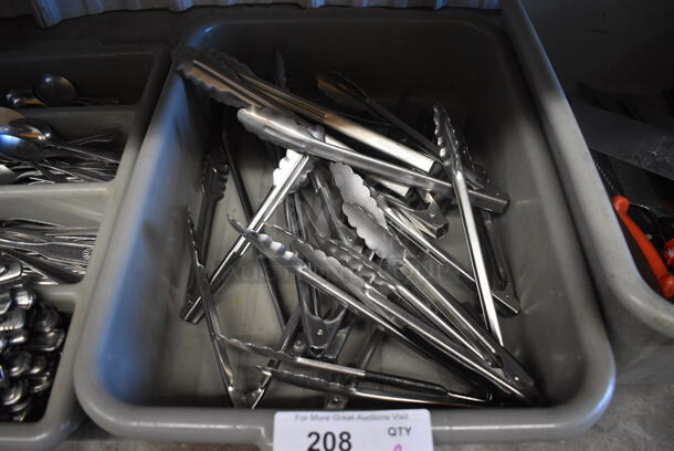ALL ONE MONEY! Lot of Various Utensils Including Tongs in Gray Poly Bin!