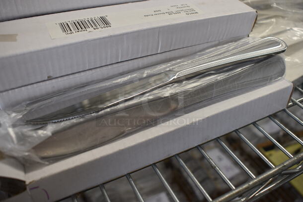 60 BRAND NEW IN BOX! Winco 0005-08 Stainless Steel Dots Dinner Knives. 9". 60 Times Your Bid!