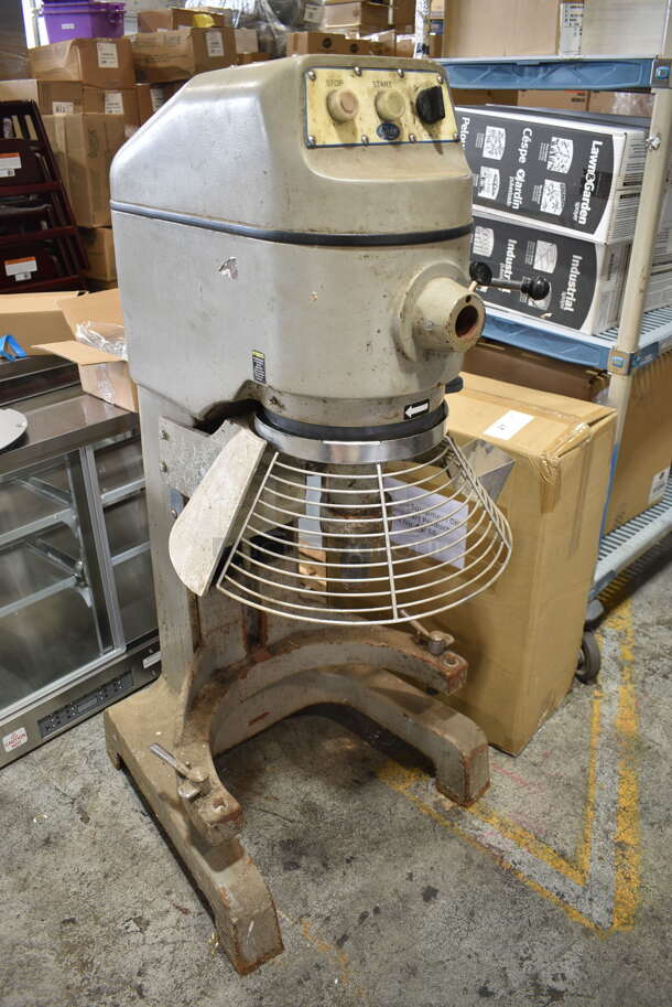 Globe SP60 Metal Commercial Floor Style 60 Quart Planetary Dough Mixer w/ Bowl Guard. 208 Volts, 3 Phase. 