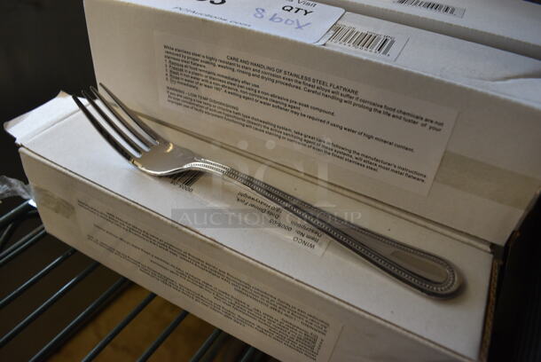 8 Boxes of 12 BRAND NEW! Winco 0005-05 Stainless Steel Dots Dinner Forks. 8.25". 8 Times Your Bid!