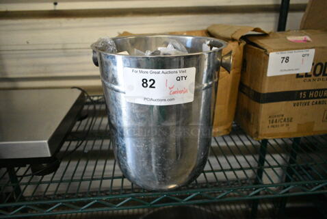 Stainless Steel Champagne Bucket w/ Contents Including Winco 0002-01 Windsor Teaspoon.