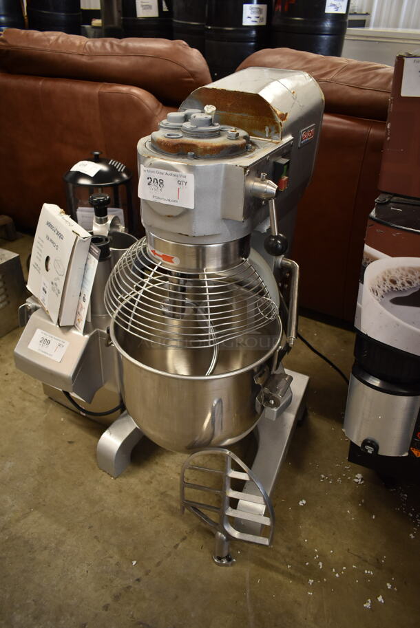 Galaxy 177GMIX20 Commercial 20 Quart Planetary Dough Mixer w/ Stainless Steel Mixing Bowl, Bowl Guard, Dough Hook and Paddle Attachments. 110 Volts, 1 Phase. Cannot Test Due To Cut Power Cord