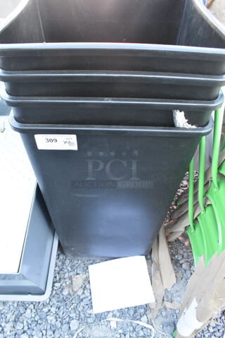 4 BRAND NEW SCRATCH AND DENT! Black Poly Trash Can. 4 Times Your Bid!