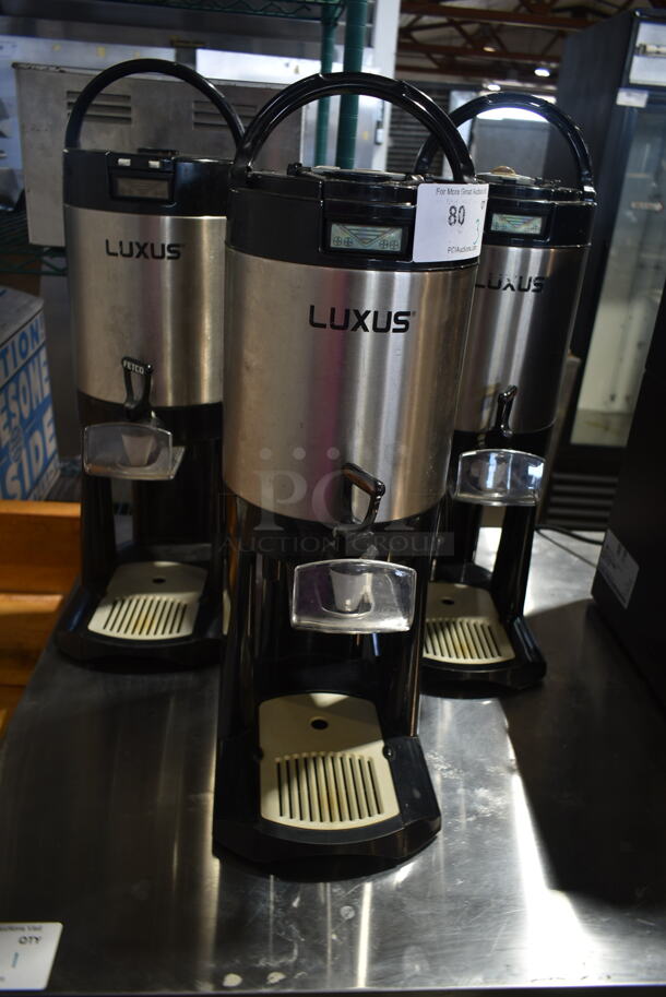 3 Fetco Luxus L4D-10 Stainless Steel Countertop Coffee Server Satellite on Stand. 3 Times Your Bid!