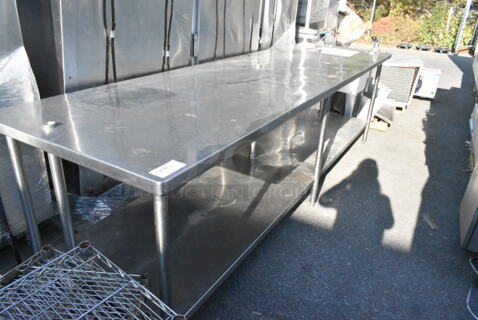 Stainless Steel Table w/ Mounted Commercial Can Opener, Bay and Under Shelf. 