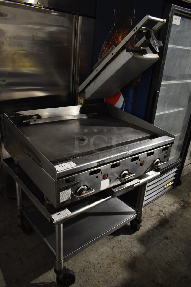 Vulcan MSA36-10100G Stainless Steel Commercial Natural Gas powered Flat Top Griddle w/ Panini Press Attachment. 81,000 BTU.  