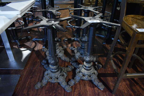 4 Black Metal Ornate Table Bases. 19x19x29. 4 Times Your Bid! (lounge)