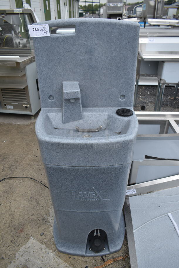 BRAND NEW SCRATCH AND DENT! Lavex Gray Poly Water Fountain.