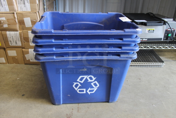 4 Blue Poly Recycling Bins. 4 Times Your Bid!