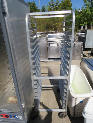 One Aluminum Speed Rack On Casters. 20.5X26X63