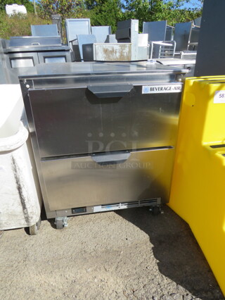 One Beverage Air 2 Door Freezer On Casters. Model# UCFD27AHC-2-23. 115 Volt. 27X30X32