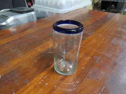 Acopa Blue Rimmed Bar Glass. 9XBID