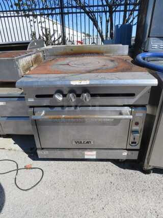 One Vulcan Single French Top Heavy Duty Natural Gas Range With 2 Racks. Model# V1FT36C. 36X38X41. $18,892.00