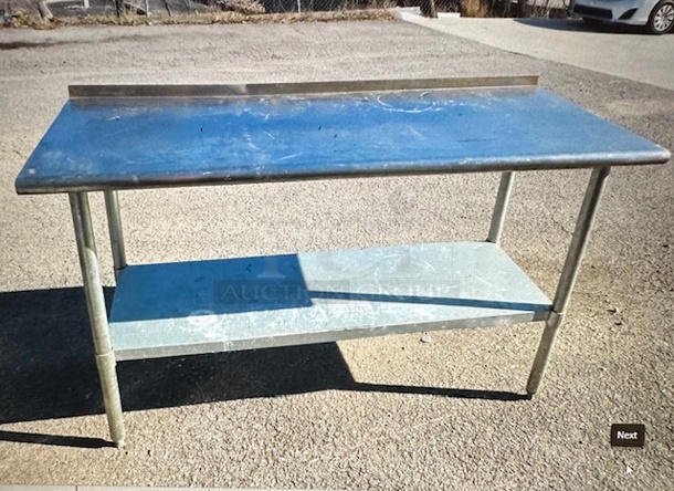 One Stainless Steel Table With Under Shelf. 60X24X37