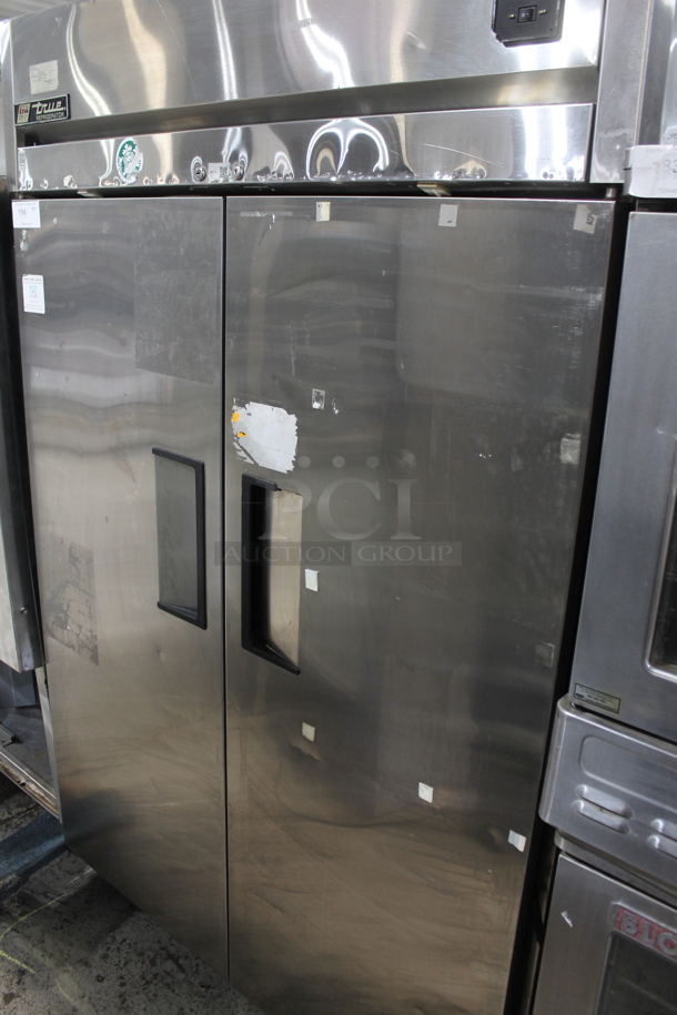 True TG2R-2S Stainless Steel Commercial 2 Door Reach In Cooler w/ Poly Coated Racks. 115 Volts, 1 Phase. Tested and Working!