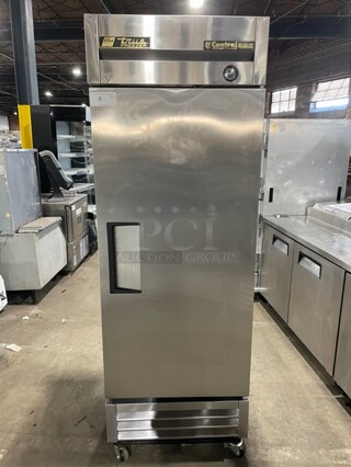 True Commercial Single Door Reach In Freezer! All Stainless Steel! With Poly Coated Racks! On Casters! 115V 1 Phase! Model: T-19F SN: 8775993!