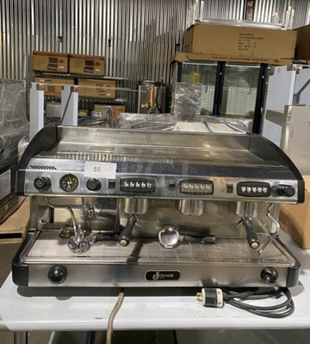 NICE! Danesi Commercial Countertop 3 Group Espresso Machine! All Stainless Steel! WORKING WHEN REMOVED!