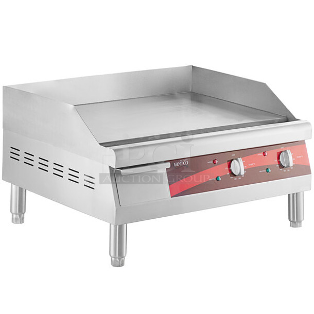 BRAND NEW SCRATCH AND DENT! Avantco 177EG24N Stainless Steel Commercial Countertop Electric Powered Flat Top Griddle. 208/240 Volts, 1 Phase. 