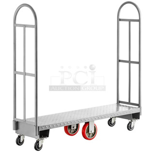 BRAND NEW SCRATCH AND DENT! Lavex 257UB1660 16" x 60" Heavy-Duty Steel U-Boat Utility Cart - 2000 lb. Capacity