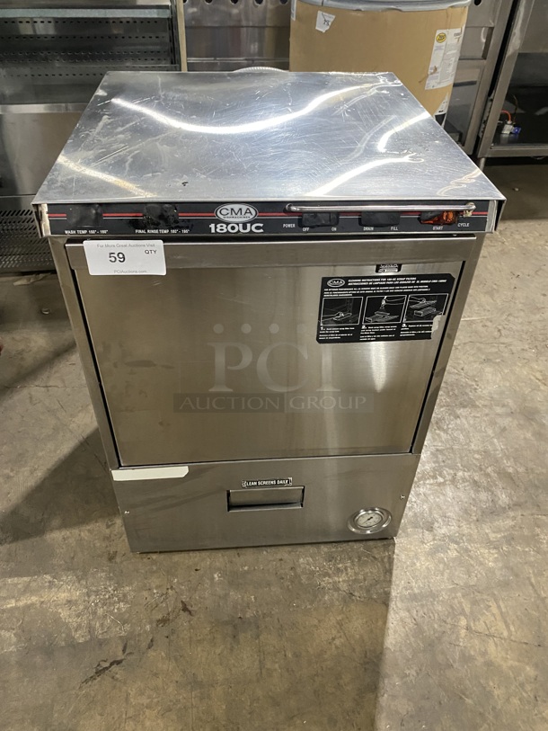 CMA Commercial Undercounter Dishwasher! All Stainless Steel! Natural Gas Powered! Model: CMA180UC 208V 60HZ 1 Phase - Item #1127738