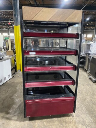 LIKE NEW! Commercial 5 Tier HEATED Open Grab-N-Go Merchandiser Display Showcase! With Individual Temperature Controlled Tiers! On Casters! Working When Removed!