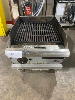 APW Wyott Commercial Countertop Natural Gas Powered Char Broiler Grill! With Back & Side Splashes! All Stainless Steel! On Legs!