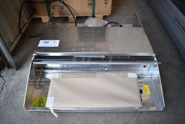 BRAND NEW! Vacpak-it 186WM18 Stainless Steel Commercial Countertop 18" Single Roll Film Wrapping Machine. 115 Volts, 1 Phase. 22.5x26x5