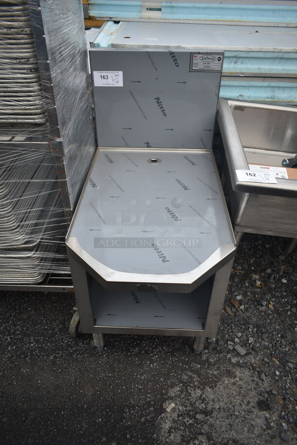 BRAND NEW SCRATCH AND DENT! Krowne KR29-18FD Stainless Steel Commercial Equipment Stand w/ Back Splash and Under Shelf.