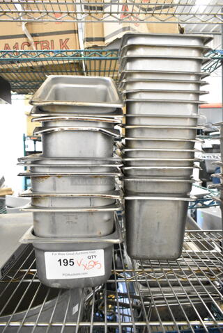 25 Stainless Steel Drop In Bins. Including 1/6 Size. 25 Times Your Bid! 