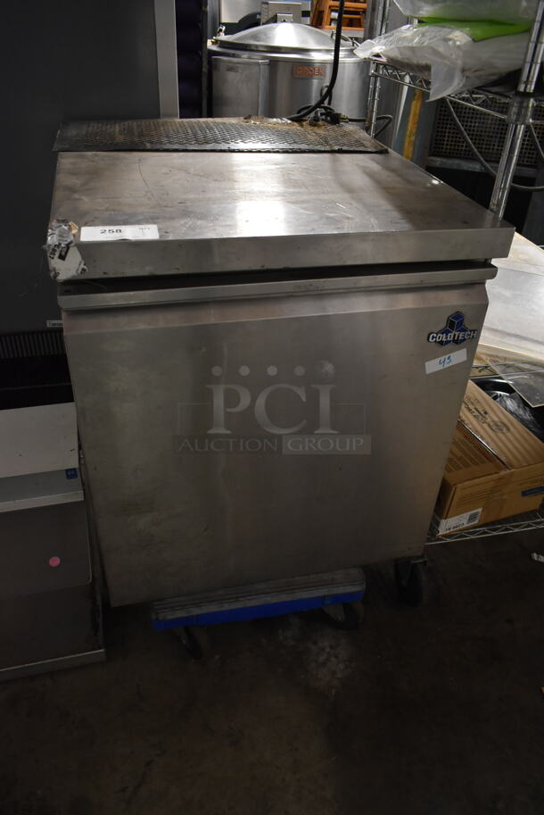 ColdTech Stainless Steel Commercial Single Door Undercounter Cooler. 115 Volts, 1 Phase. Tested and Powers On But Does Not Get Cold
